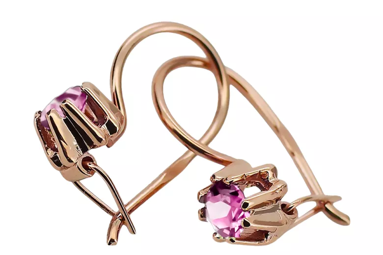Original Vintage 14K Rose Gold Amethyst Earrings Vintage vec053r